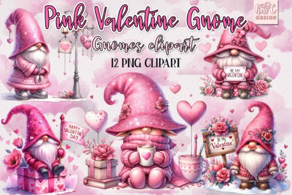 Download Watercolor Pink Valentine Gnome PNG - Valentine gnome Collection