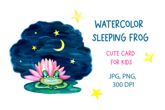 Download Watercolor Sleeping Frog. Cute Card - Watercolor Collection