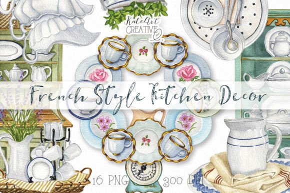 Download Watercolor French Style Kitchen Clipart. - Watercolor Collection
