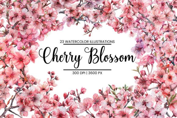 Download Watercolor Cherry Blossom Illustrations - Watercolor Collection