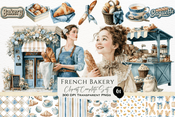 Download French Bakery Watercolor Clipart Set - Watercolor Collection