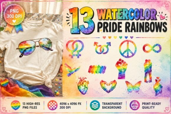 Download LGBTQ+ Pride Watercolor Rainbow Clipart - Watercolor Collection
