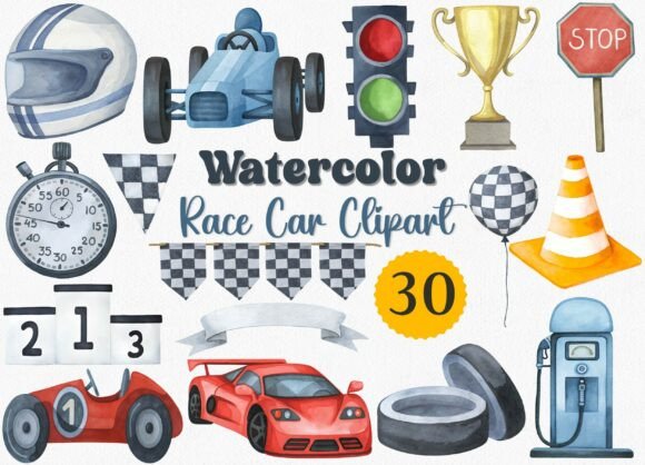 Download Watercolor Race Car Clipart, Racing PNG - Watercolor Collection