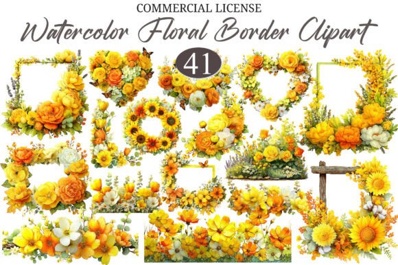 Download Watercolor Floral Border Sublimation PNG - Watercolor Collection