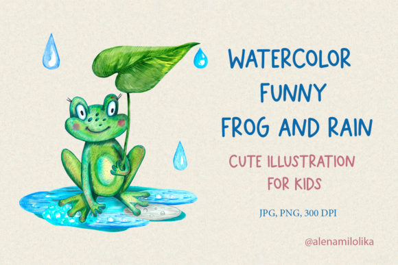 Download Watercolor Funny Frog, Rain. Baby Shower - Watercolor Collection