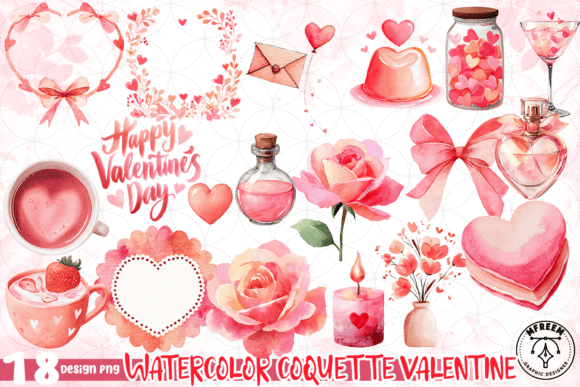 Download Watercolor Coquette Valentine PNG - Watercolor Collection