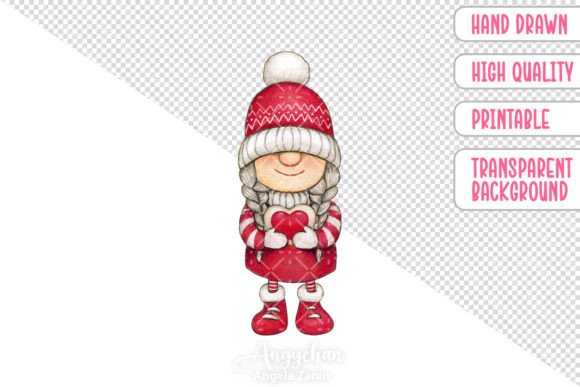 Download Hand Drawn Valentine Gnome Girl - Valentine gnome Collection