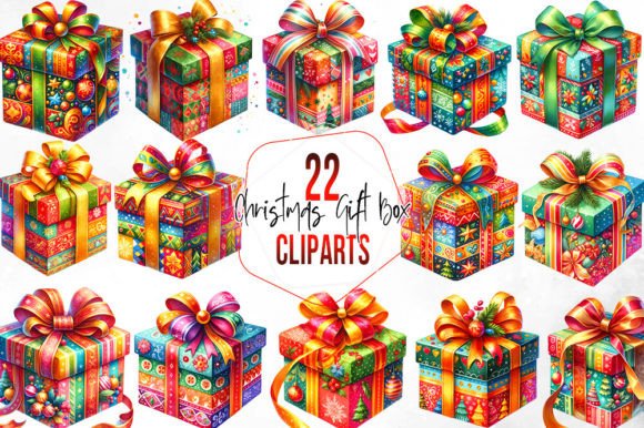 Download Watercolor Christmas Gift Box Clipart - Watercolor Collection