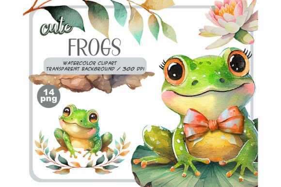 Download Watercolor Cute Baby Frogs Clipart Set - Watercolor Collection