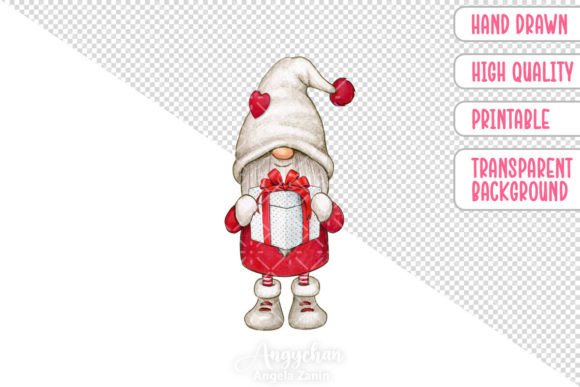 Download Hand Drawn Valentine Gnome with Gift Box - Premium Resources