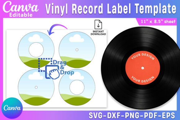 Download 12” Vinyl Record Label Canva Template - Template Collection