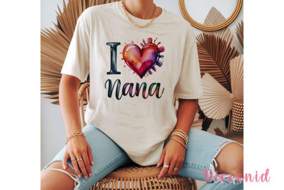 Download I Love Nana Watercolor Heart PNG Clipart - Watercolor Collection