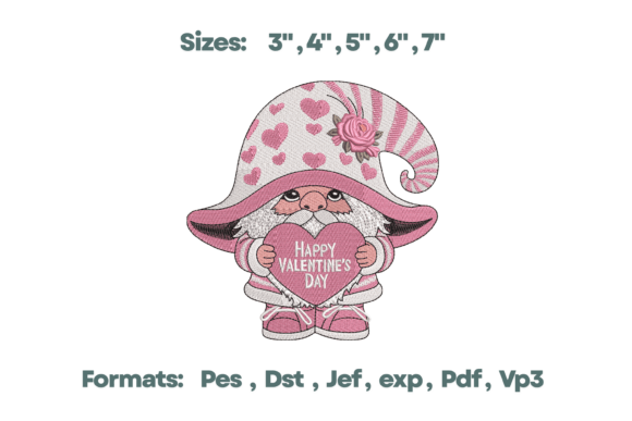 Download Pink Valentine Gnome Heart Art Design - Valentine gnome Collection
