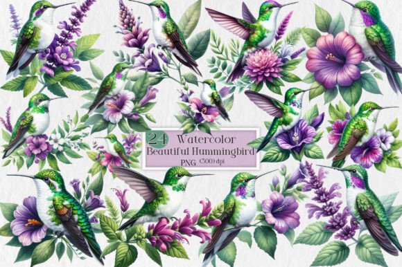 Download Beautiful Hummingbird Watercolor Clipart - Watercolor Collection