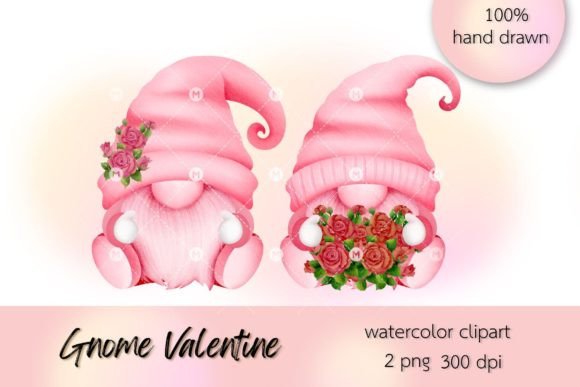 Download Watercolor Valentine Gnome Clipart - Valentine gnome Collection